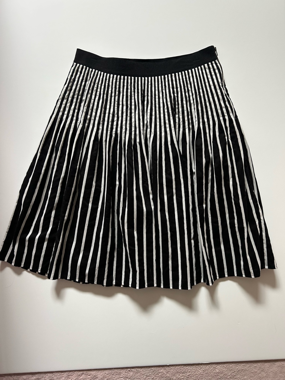 Maeve Black and White Vertical Stripe A-Line Skirt - Picture 3 of 5
